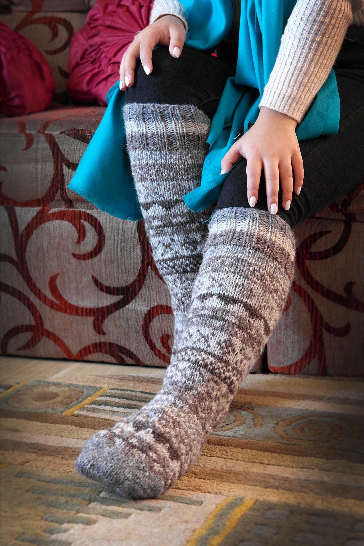 Natural colors Woolen Knee High Socks
