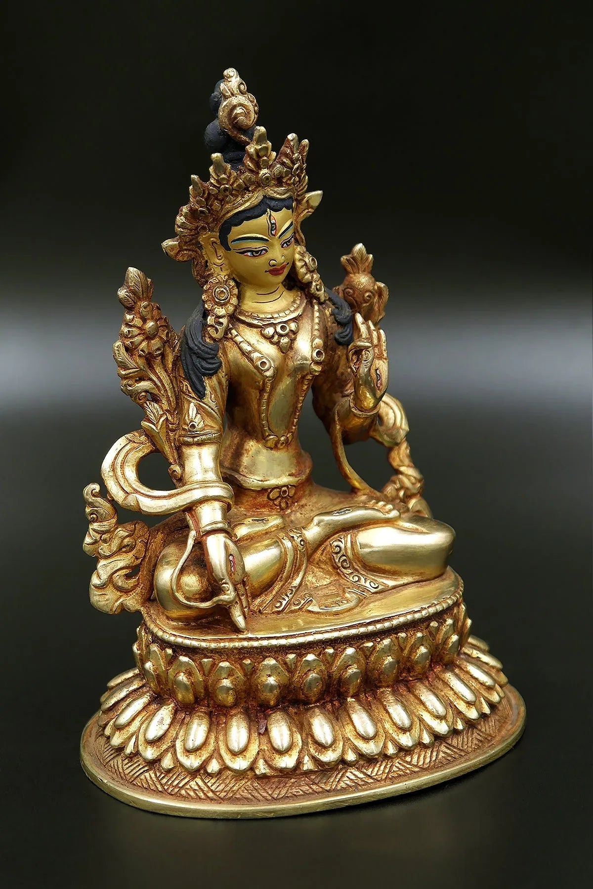 Gold Painted White Tara statue 6" - Vajracrafts