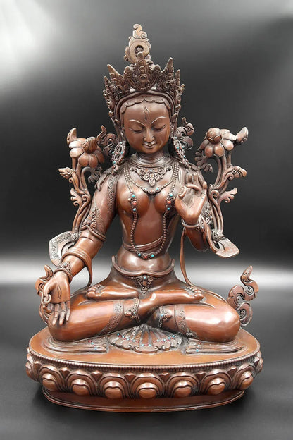 White Tara Copper Statue, 15" - Vajracrafts