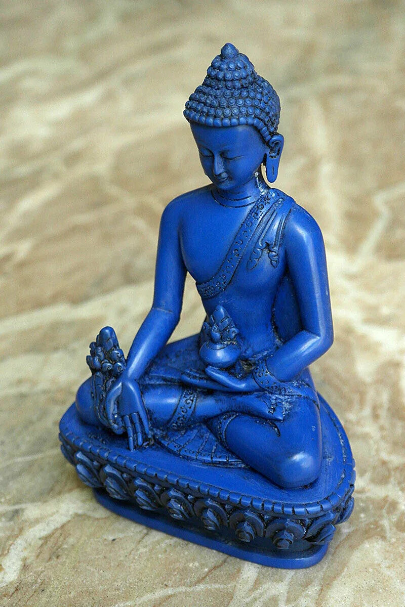 Blue Resin Medicine Buddha Statue 5" - Vajracrafts