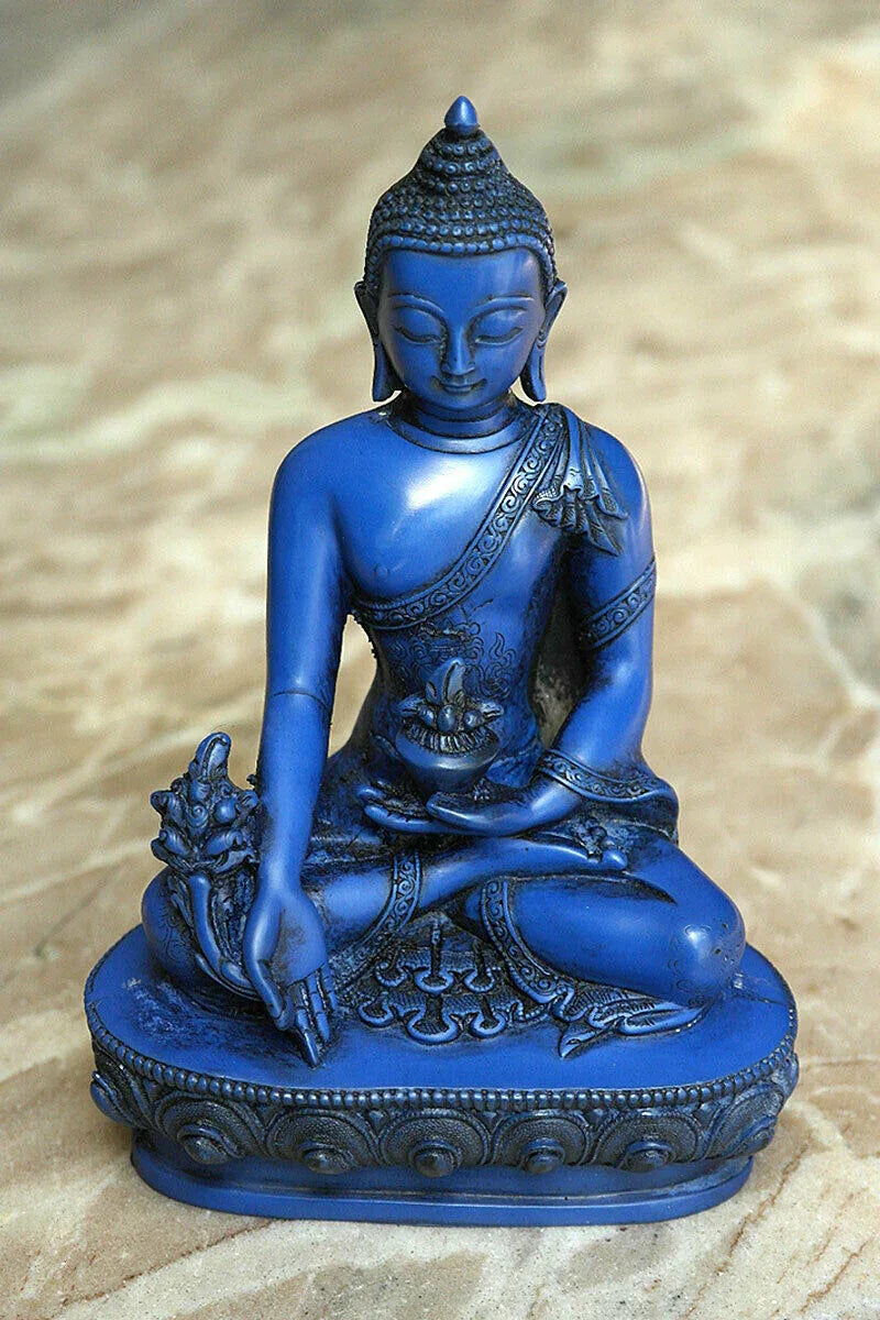 Blue Medicine Buddha Resin Statue, 6" - Vajracrafts