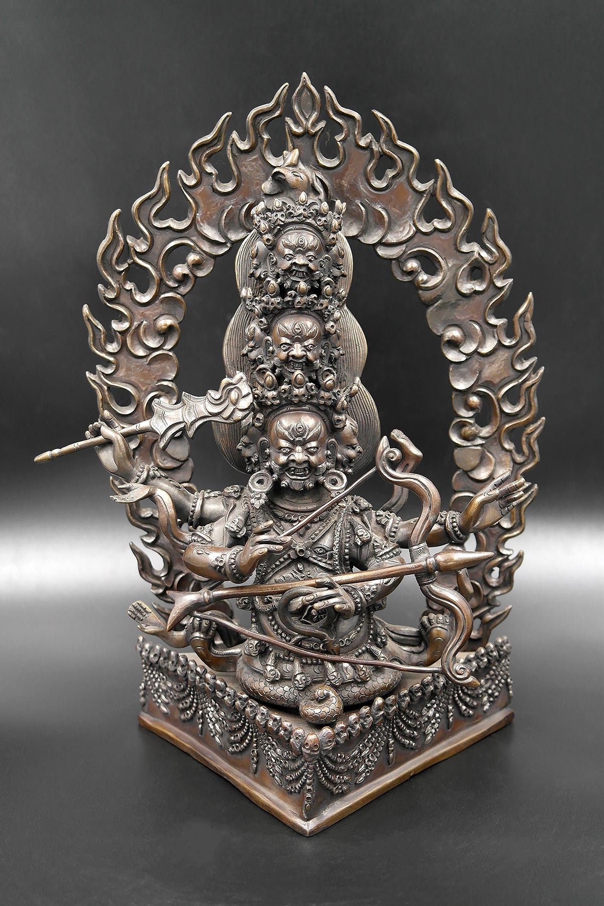 Tibet Nyingma 3 Protector Buddha Vajrasadhu Ekajati Rahula Bronze Statues set