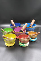 Sets of 7 Meditation Singing Bowls with seven chakra symbols 3"-5" - Vajracrafts