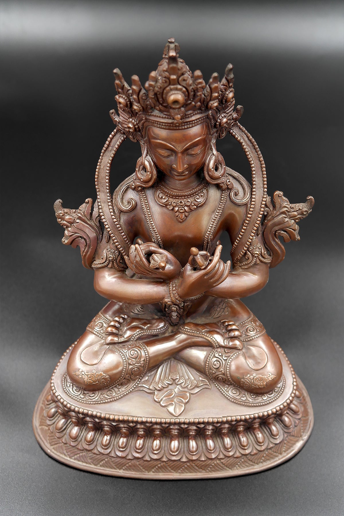 Copper Oxidized Buddhist Vajradhara Statue 8"