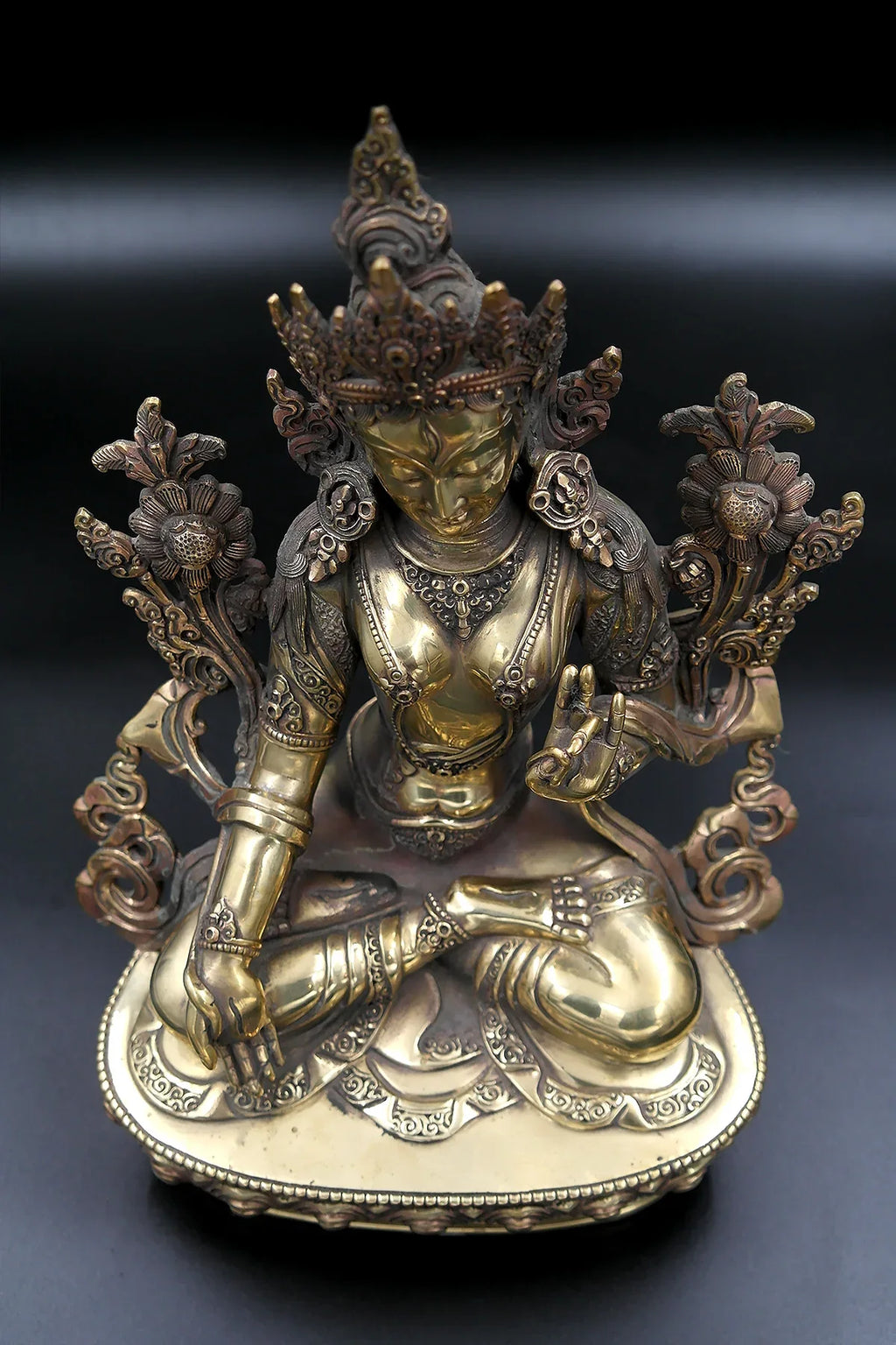 Gold toned Tibetan White Tara Statue 12" - Vajracrafts