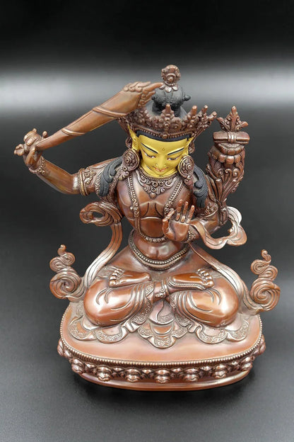 Copper Oxidized Manjushree Statue 8" - Vajracrafts