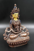 Copper Oxidized Buddhist Aparmita or Amitayus Statue 8" - Vajracrafts