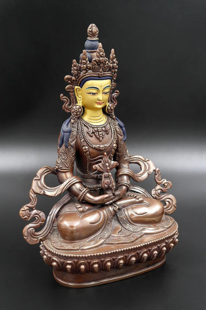 Copper Oxidized Buddhist Aparmita or Amitayus Statue 8" - Vajracrafts