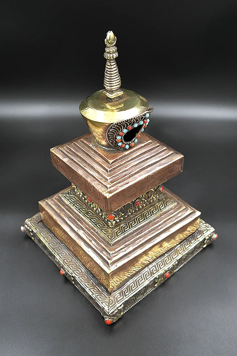 Stupa Design Prayer Copper Incense Burner - Vajracrafts