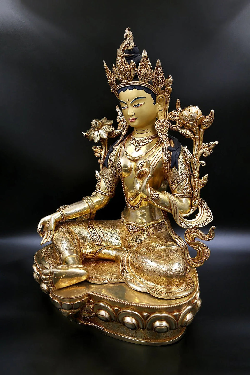 Masterpiece Green Tara Sculpture | Mother Tara Art Nepal 18" - Vajracrafts