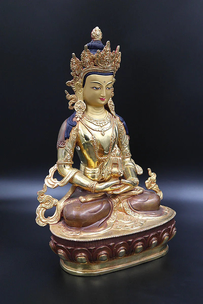 Aparmita Gold Plated Statue, Handmade Buddha statue from Nepal 13" - Vajracrafts