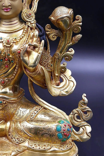 The Serene Green Tara Statue, 9" - Vajracrafts