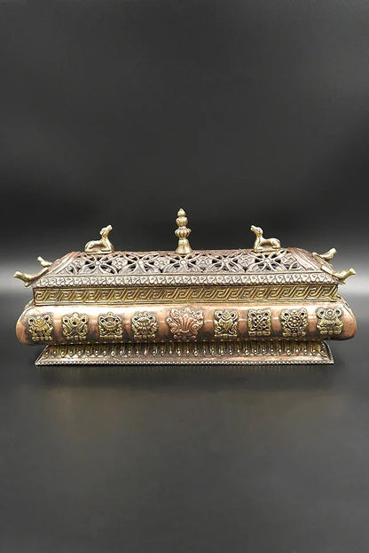 Dragon and Eight Auspicious symbols Tibetan Copper Incense Burner - Vajracrafts