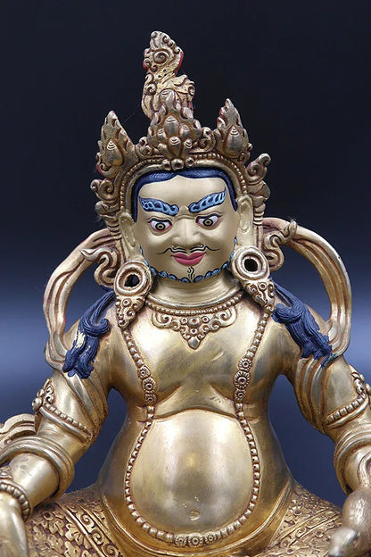 Fully Gold Plated Zambala Statue, Handmade Kuber Statue in Nepal 9" - Vajracrafts