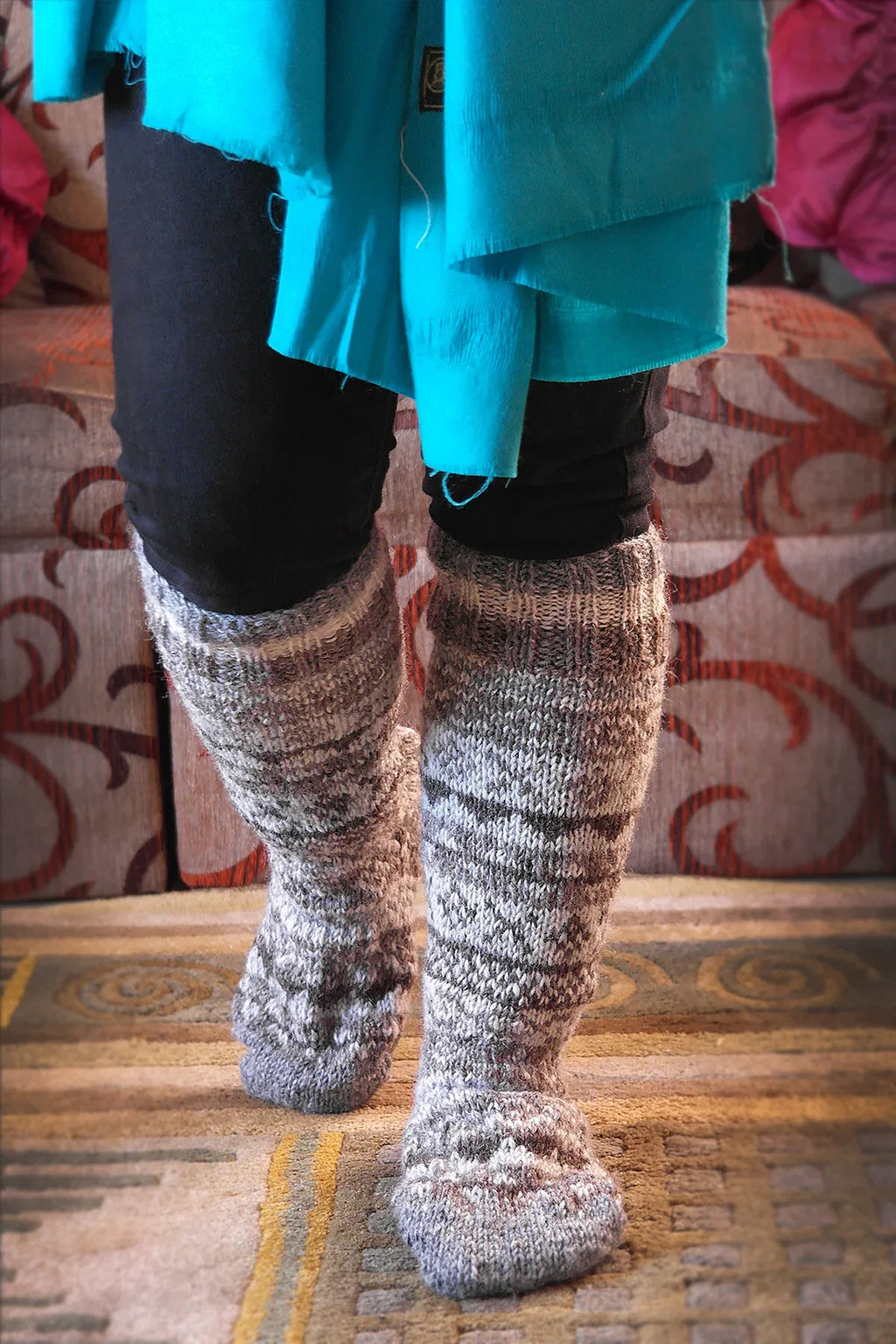Natural colors Woolen Knee High Socks - Vajracrafts