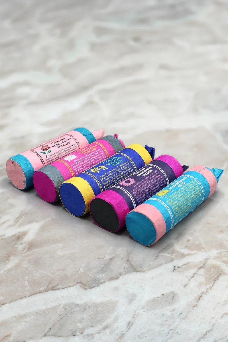 Ancient Tibetan Flower Incense Series, chamomile, rose, nagchampa, white lotus - Vajracrafts