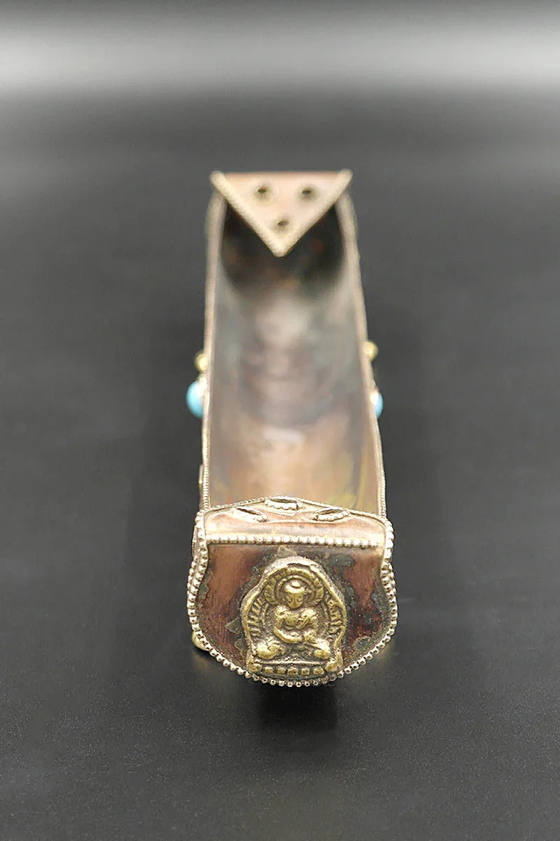 Tibetan Buddhist Copper Incense Burner, 7" - Vajracrafts