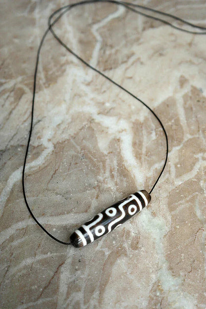 Magical Agate 9 Eyed Tibetan Dzi Beads Pendant with string - Vajracrafts