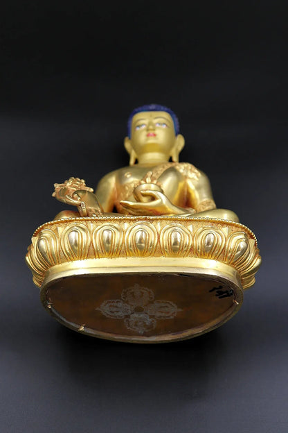 Gold Plated Medicine Buddha Statue from Boudha 7" - Vajracrafts