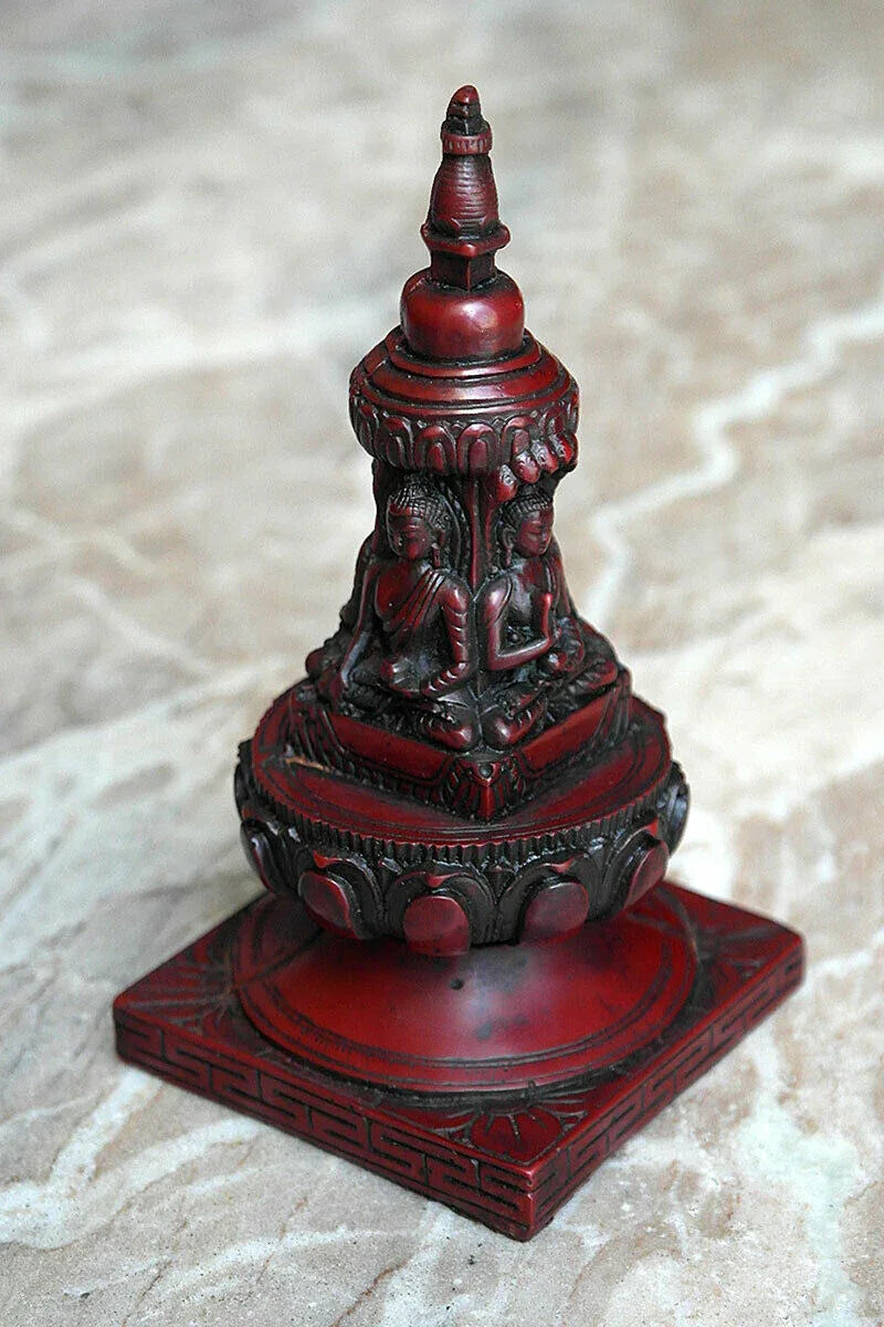 Tibetan Buddhist Resin Stupa Chorten Statue - Vajracrafts