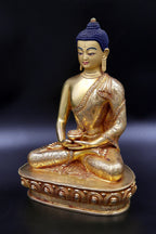 Elegant hand carved Gold Plated Amitabh Buddha Statue 9" - Vajracrafts
