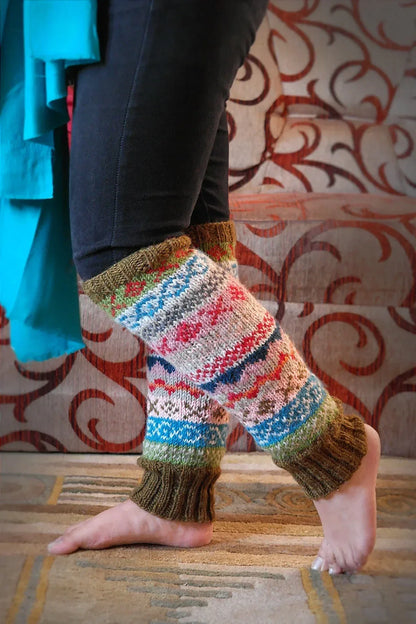 Olive Green, pink and mixed colors woolen leg warmer - Vajracrafts