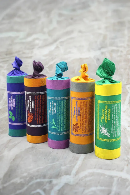 Ancient Tibetan Saffron Incense Series, Lemon grass, Green tea, Himalayan spice - Vajracrafts
