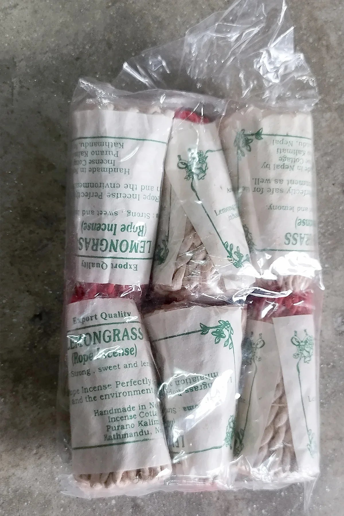 Lemon Grass Rope Incense - Set of 6 - Vajracrafts
