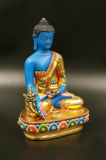 Color painted handmade Medicine Buddha Statue 6" - Vajracrafts