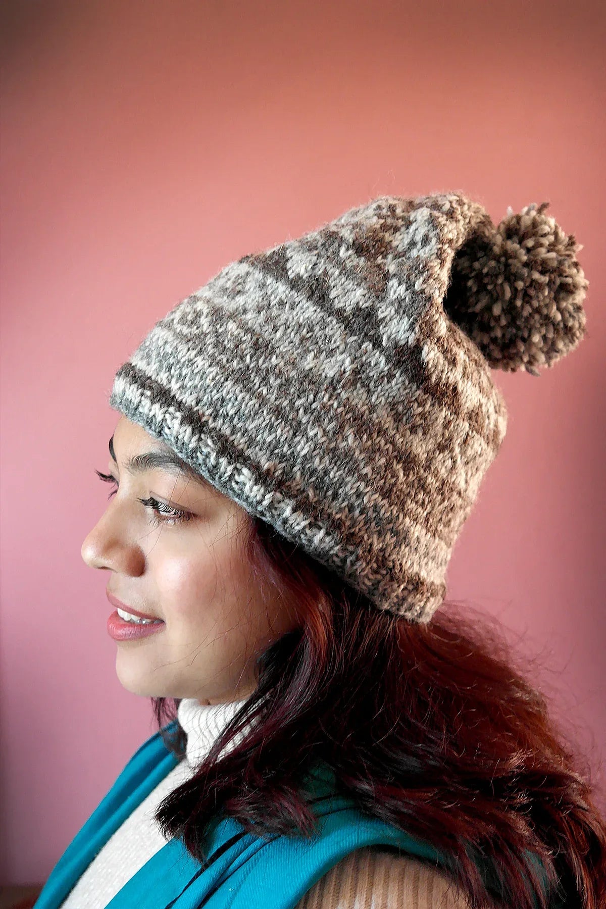 Womens Knit Winter Warm Pom Pom Beanie Hat Natural Color - Vajracrafts