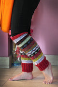 Red Green and mixed colors woolen leg warmers - Vajracrafts
