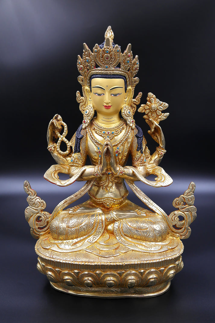 Stunning Tibetan Chenrezig Statue from Boudha, 12