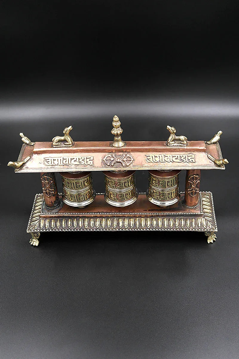3 in 1 Tibetan Prayer wheel in Potala Palace style 9" - Vajracrafts