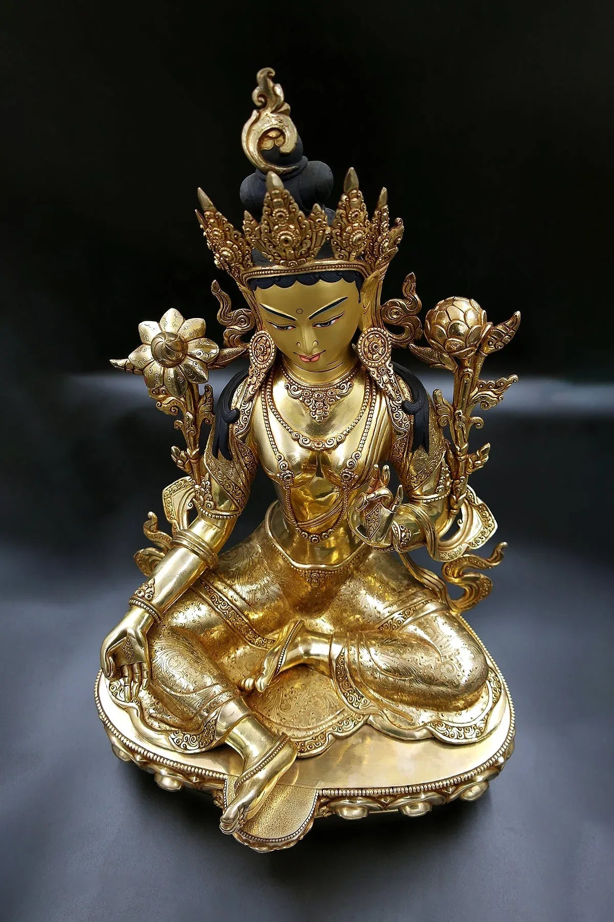 Masterpiece Green Tara Sculpture | Mother Tara Art Nepal 18" - Vajracrafts