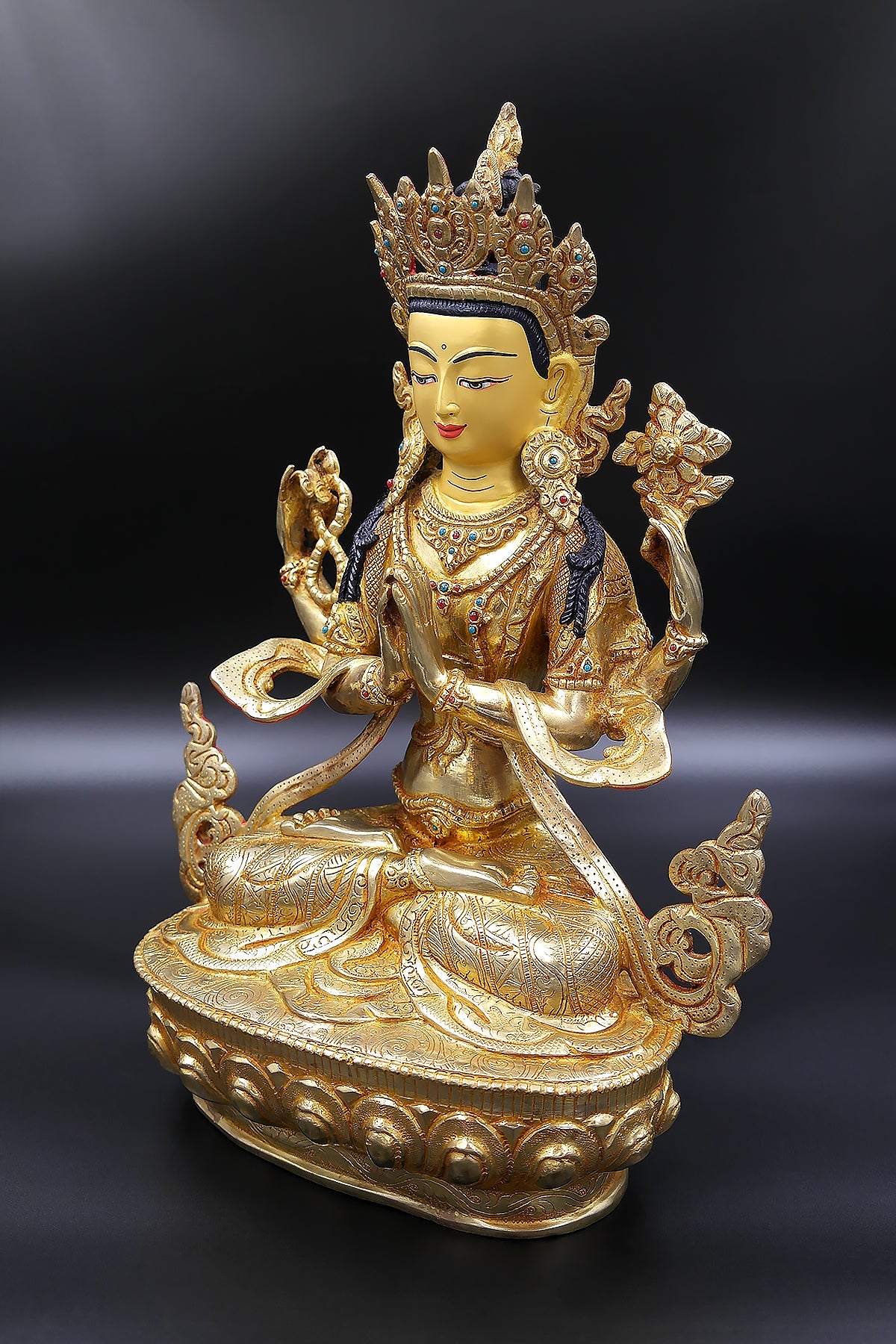 Stunning Tibetan Chenrezig Statue from Boudha, 12"