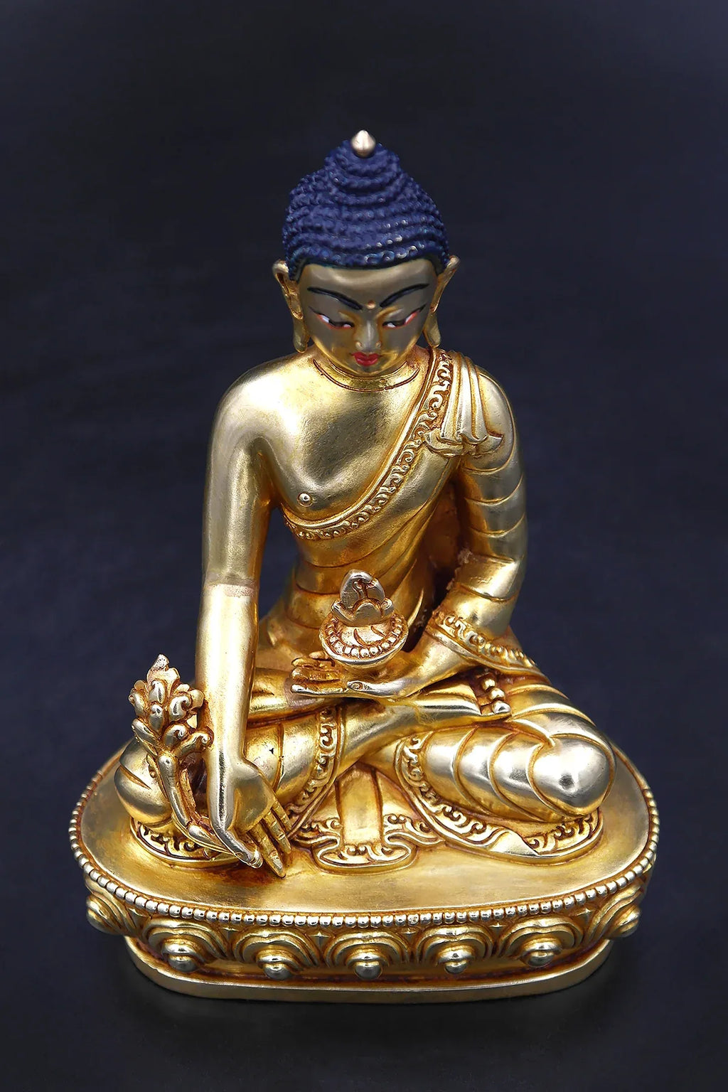 Handmade Gold Plated Medicine Buddha Statue 5.5" - Vajracrafts
