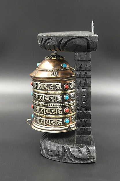 Om Mane Peme Hum mantra embossed Tibetan Prayer Wheel - Vajracrafts