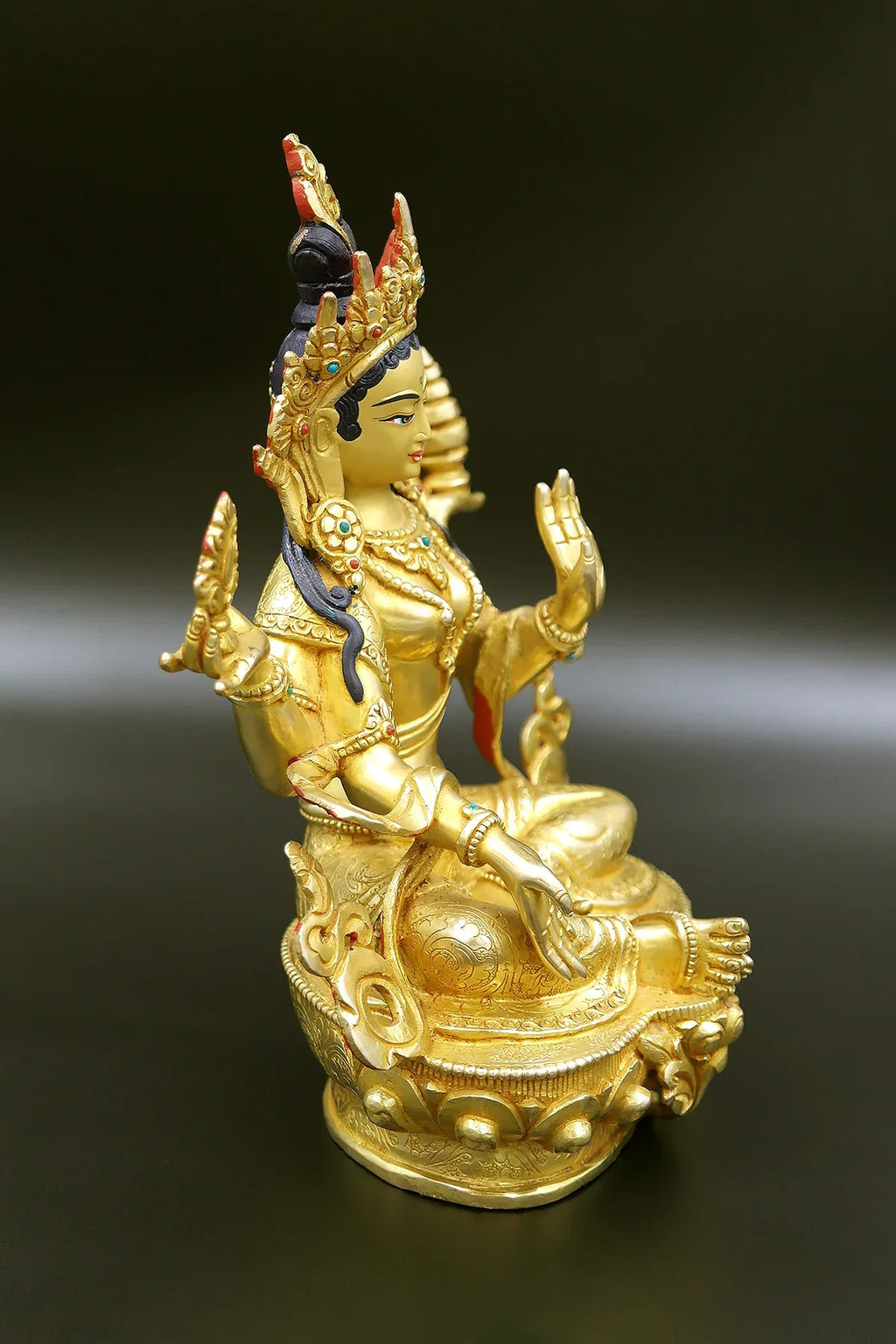 Hindu goddess Laxmi Statue - The Goddess of Wealth and Good Fortune 8" - Vajracrafts