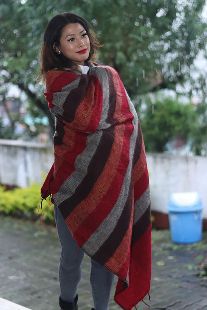 Elegant Colors Himalayan Yak Wool Blanket/Travel Throw - Vajracrafts