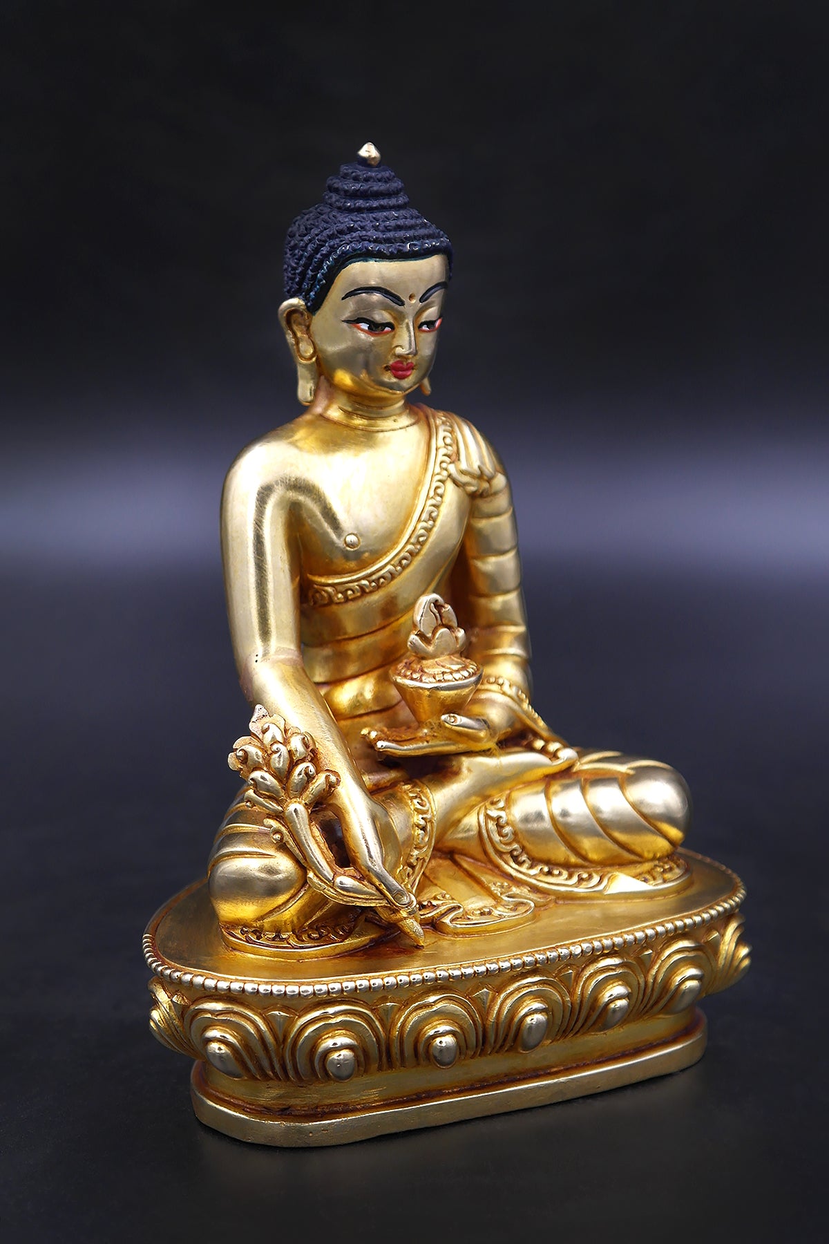 Handmade Gold Plated Medicine Buddha Statue 5.5"