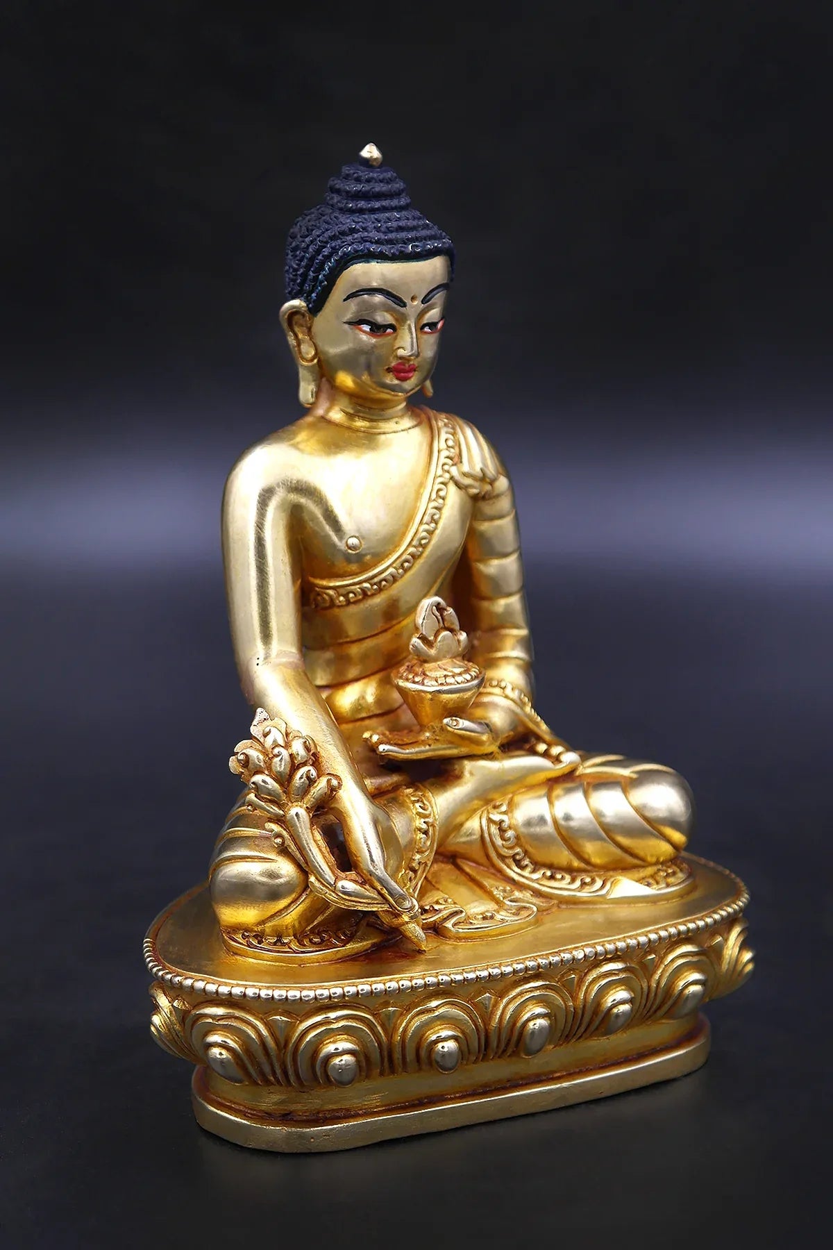 Handmade Gold Plated Medicine Buddha Statue 5.5" - Vajracrafts