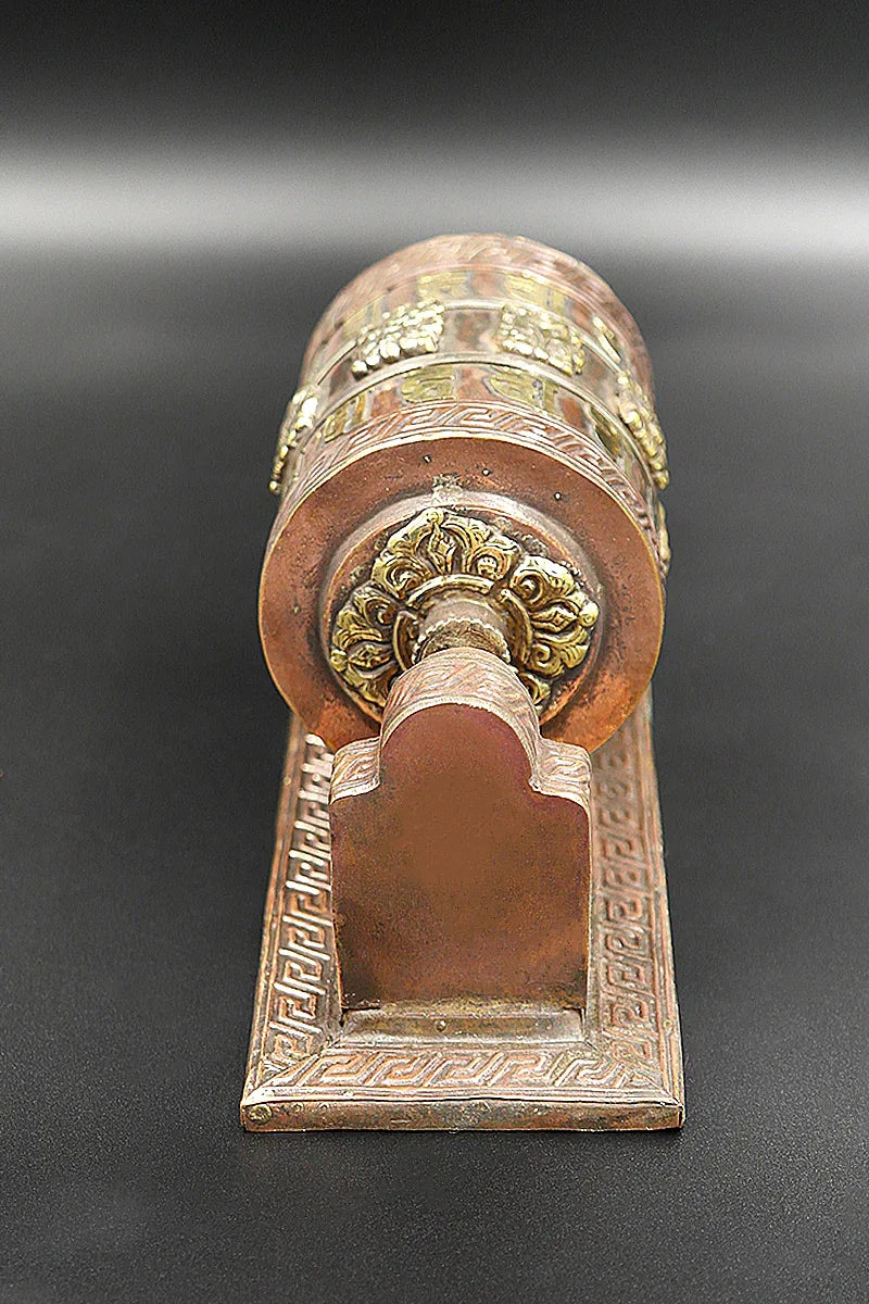 Buddhist Copper Prayer Wheel with wall mount - Vajracrafts