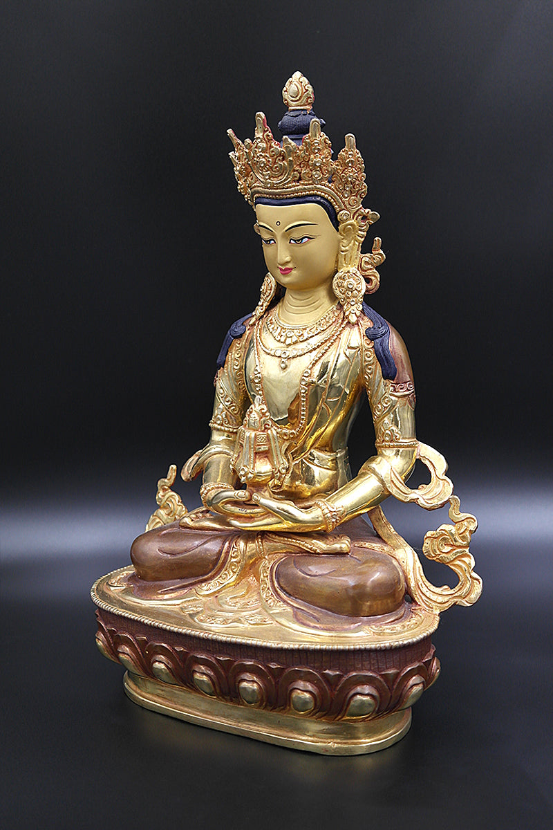Aparmita Gold Plated Statue, Handmade Buddha statue from Nepal 13"