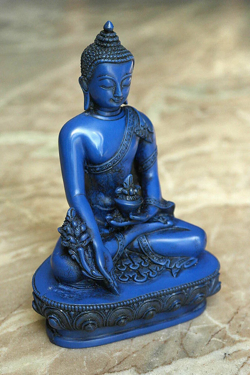 Blue Medicine Buddha Resin Statue, 6" - Vajracrafts