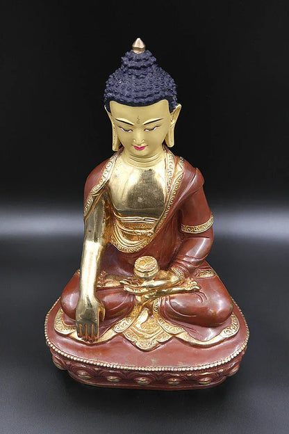 Shakyamuni Buddha Statue with partly Gold Plated 13" - Vajracrafts