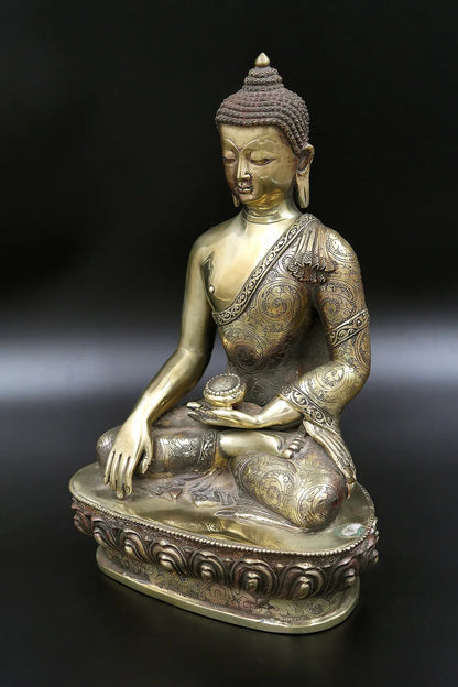 Newari Shakyamuni Buddha Statue from Nepal, 9" - Vajracrafts