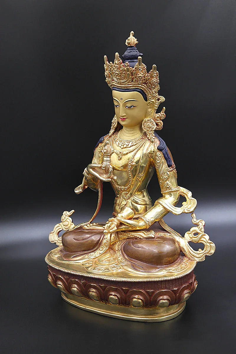 Copper Alloy Partly Gold Plated Vajrasattva Statue, 13" - Vajracrafts