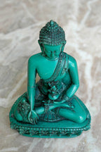 Turquoise Toned Tibetan Buddhist Medicine Buddha Statue, 4" - Vajracrafts