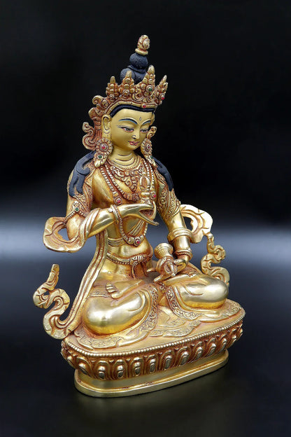 Fully Gold Plated Tibetan Buddhist Vajrasattva Statue, 9" - Vajracrafts