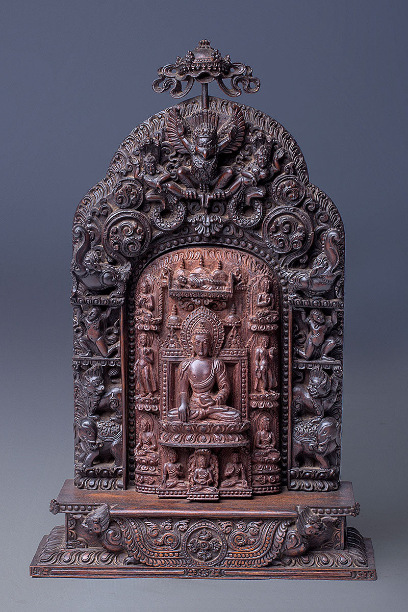Magnificent Shakyamuni Buddha Statue made with Red Sandal Wood